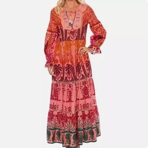Farm Rio Anika Print Macaws Maxi Dress Size S